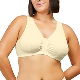 Leading Lady Women's Cotton Front-Closure Leisure Bra Bra, Ecru, 56CDDD