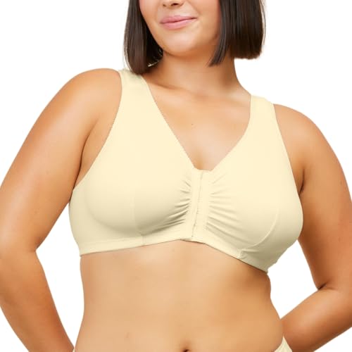 Leading Lady, The Meryl, Front-Closure, Cotton Bra, Comfort Sleep Bra for Women, Breathable, Unlined, Full Coverage, Wireless