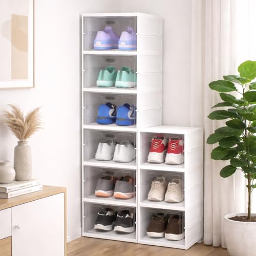 Image of Senego by Trendy Home Shoe Rack (9-Layer) Foldable Sneakers Box, Collapsible Storage Organizer for Shoe, Slippers and Books, Storage Rack for Living Room, Multipurpose Cabinet Organizer (White)