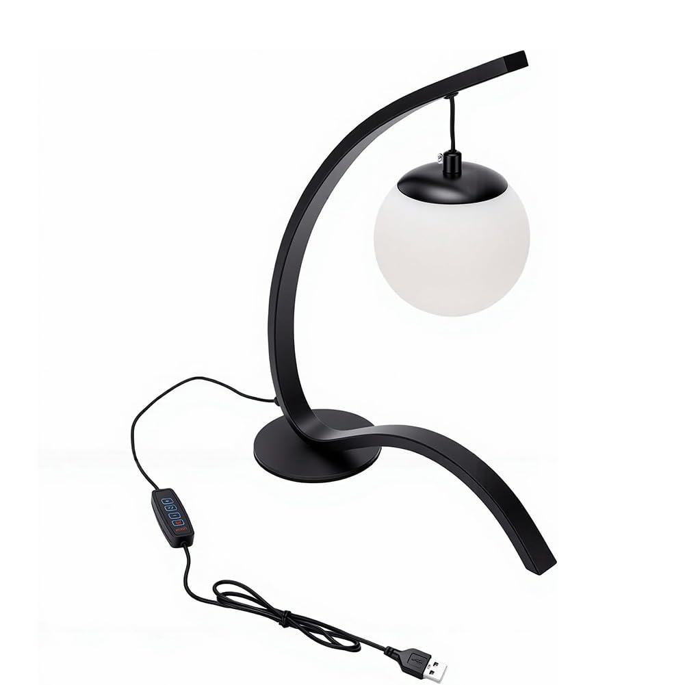 Lampa nocna LED – Kreatywna latarka stołowa o zakrzywionym kształcie, z kablem USB i przełącznikiem, z regulacją jasności, lampa do salonu, dekoracyjna latarka stołowa do wnętrz,Black
