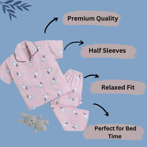 Image of Cotton Printed Night Dress Soft Night Suit Sleepwear Nightwear Set Unisex Kids Wear