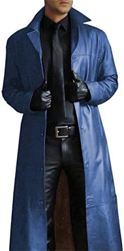 KUGO Men Long Coat Casual Lapel Performance Jacket Men Solid Color Prom Unique Casual Jacket Men Comfortable Design Vintage Jacket Men