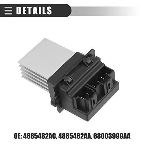 Image of Motoforti Car Heater Blower Motor Resistor, HVAC Blower Motor Resistor, for Dodge Grand Caravan 2001-2005, Metal Plastic, 4885482AC, Black Silver Tone