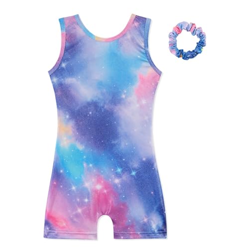 HOZIY Gymnastics Leotards for Girls with Shorts Biketards Dance Tumbling Outfits Matching Scrunchies 1-12 Years Old