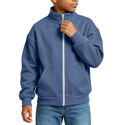 Boys Zip Up Hoodie Stand Collar Kids Sweatshirt Jacket Size 12-14 - image 1