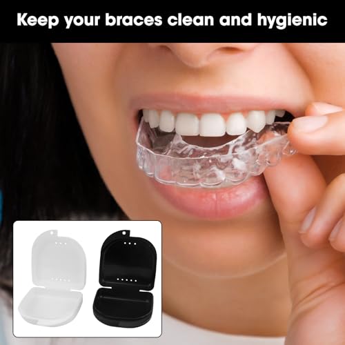 2 Stück Zahnspangendose,Zahnschiene Box,Prothesendose,Zahnersatz Dental Box,Zahnprothesen Box,Zahnprothesen BehäLter, Zum Aufbewahren Von Zahnspangen Oder Zahnschienen (Schwarz & Weiß)