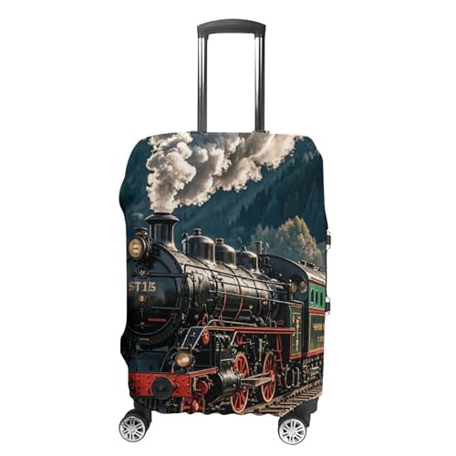 Steam Locomotive Train Luggage Covers Tsa Approved Suitcase Cover Elastic Washable Luggage Sleeve Carry on Cover Protector Anti-Scratch Suitcase Protector Fits 19-30 Inch Case(S)
