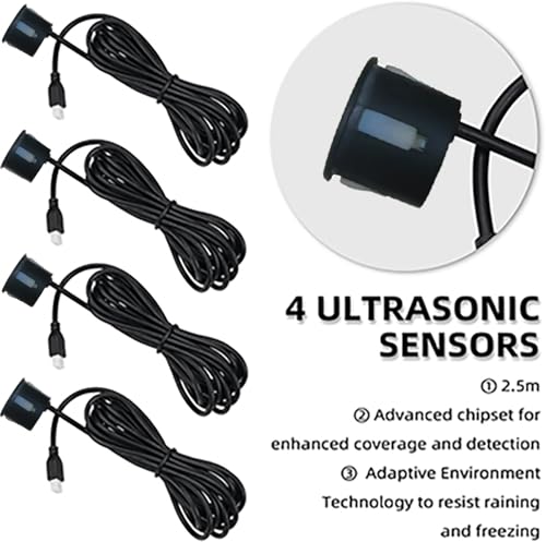 Image of LCD Parking Sensor Kit - Displays Data on Original Screen, Easy Rear Installation, Compatible with All Camera Formats (AHD, CVBS), 18 Probe Colors to Match Any Vehicle MatteBlack