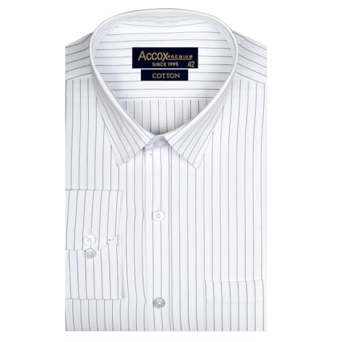 Image of ACCOX Men's Cotton Long Full Sleeves Striped Checkred Regular Fit Formal Shirt for Men (GCR287)