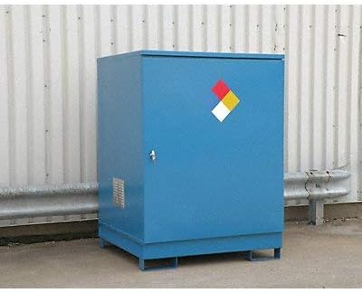 Denios K17-3854 4 Drum Steel Economy Outdoor Storage Locker, 2400 lbs Load Capacity, 58" Length x 73" Height x 58" Depth, Blue