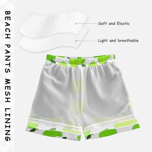 DOMIKING Green Fruits Leaves White Toddler Boys' Swim Trunks Mesh Lining Swim Shorts for Beach Pool Gym Adjustable Waist4