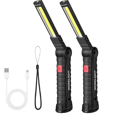 Suranew Rechargeable LED Work Light, Christmas Stocking Stuffers for Men Dad, Magnetic Base 360° Rotatable Flashlight for Mechanics, White Elephant Gifts, Car Repair & Camping