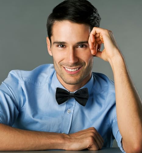 Image of MDSTYLE Bow Ties for Men Pre-Tied Adjustable - Classic Men's Bow Tie - Tuxedo Wedding Formal Bowtie Solid Color Bowties