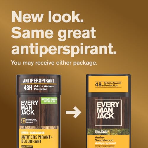 Image of Every Man Jack Antiperspirant Deodorant for Men, Amber Sandalwood, 2pk