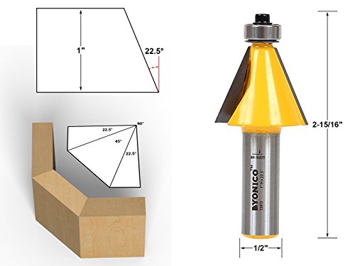 Image of YONICO Chamfer Router Bits Bevel Edge Forming Set 5 Bit 1 /2-Inch Shank 13508
