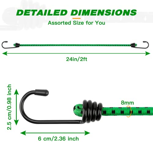 Premium Bungee Cords Heavy Duty Outdoor, 4 Packs 24 Inch Bungee Cords With Hooks Heavy Duty, Bungie Cord Straps For Projects Around The House, Camping, Car, Truck, Tents, Bungee Cords Assorted Sizes #TOP2