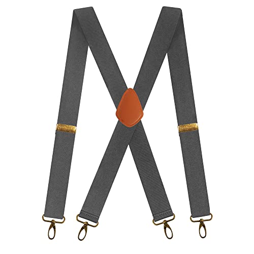 BLACKCUP Retro Hosenträger für Herren mit 4 Karabinerhaken, Herren Hosenträger Schwerlast 3,5 cm Breit X Form, Einstellbar Elastisch Hosenträger für Männer (Dunkelgrau) Cover