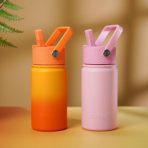 Image of BJPKPK Insulated Water Bottle, 15oz Stainless Steel with Straw Lid