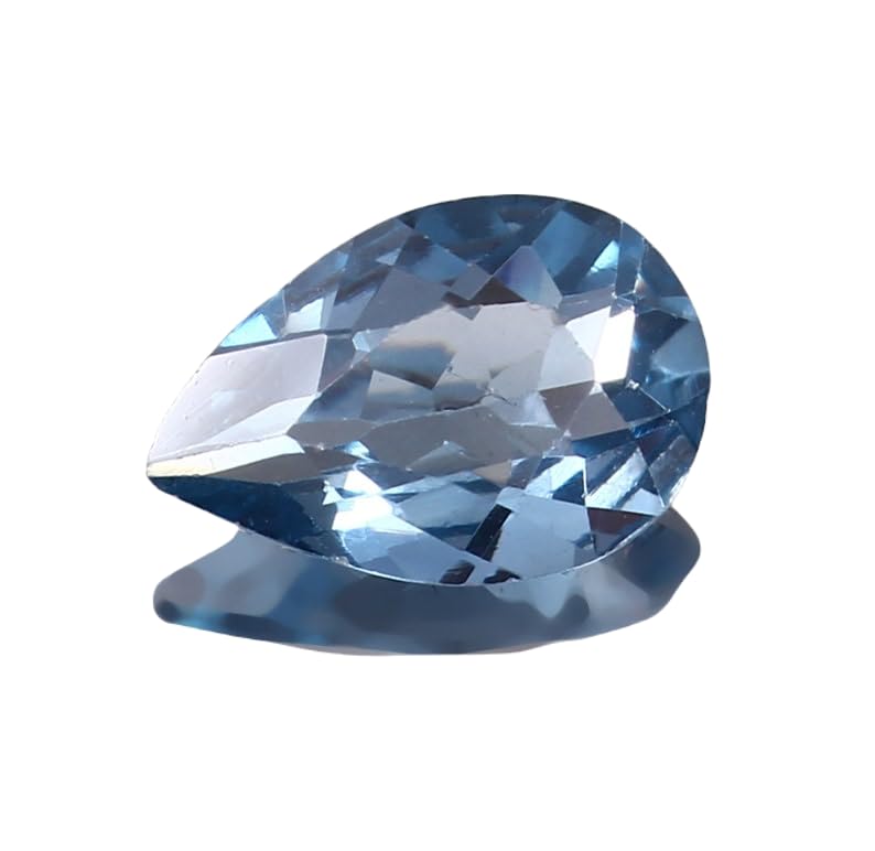 Aigue-marine 13x9mm facettée en poire, la gemme naturelle au perçage et sertissage parfaits pour bague