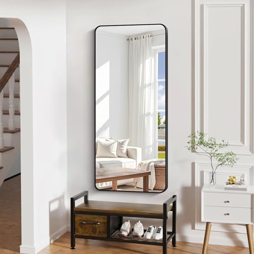 Image of DESBING 24 inch x 55 inchBathroom Mirror, Matte Black Wall Mirror with Metal Frame, Decorative Rectangular Vanity Mirror for Bedroom Bathroom Living Room Entryway (Horizontal /Vertical)