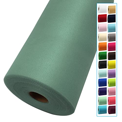 Image of Sage Green Tulle Fabric Rolls 54 Inch by 40 Yards Tulle Bolt Spool for Wedding Decorations DIY Tutu Baby Shower Table Skirt Ceiling Decor Birthday Party Craft Supplies