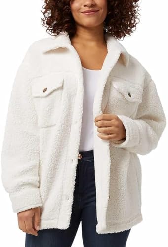 32 Degrees Women's Cozy Fleece Shirt Jacket Oversized