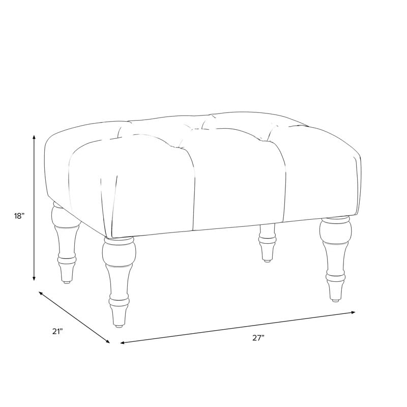 Image of Decorvatsa Tufted Ottoman Bench with Wooden Legs | Upholstered Linen Footstool Seating for Living Room Bedroom Entryway | Compact Accent Bench Stool | Classic Button Tufted Design | Charcoal Grey