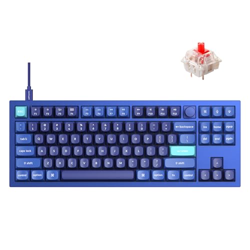 Image of Keychron Q3 Wired Custom Mechanical Keyboard Knob Version, TKL Tenkeyless QMK /VIA Programmable Macro with Hot-swappable Gateron G Pro Red Switch Double Gasket Compatible with Mac Windows Linux (Blue)