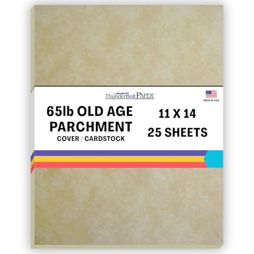25 Old Age Parchment 65lb Cover Paper Sheets 11 X 14 Inches Cardstock Weight Colored Sheets (11