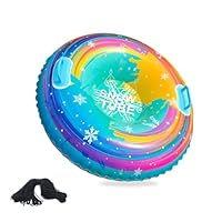 sunVigorous 90 cm / 35 Zoll Schwerlast Aufblasbarer Schneerohr – Für Kinder und Erwachsene, Verstärktes Frostfestes PVC-Material, Integrierte Griffe, Winter Outdoor Schlittenrohr (orange)