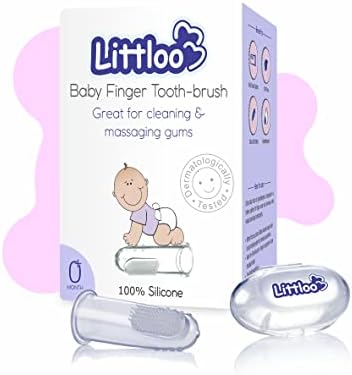 Baby Finger Toothbrush โ 100% Silicone Infant Finger Brush for Cleaning & Massaging Gums โ BPA Free โ with Storage Case