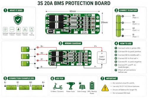 Image of 3s 20Amp Cell BMS 18650 Lithium Battery Protection Board Pack of 5