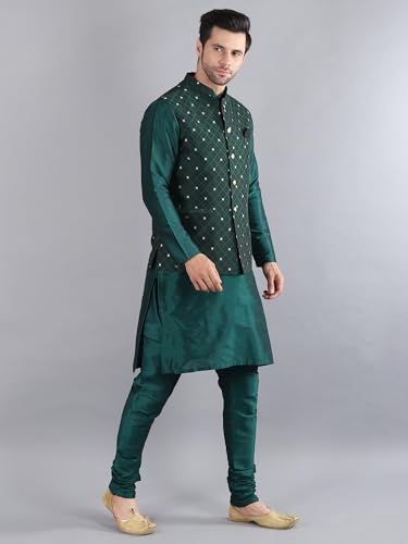 Image of Uri and MacKenzie Men's Silk Blend Kurta Pajama with Designer Ethnic Nehru Jacket /Modi Jacket