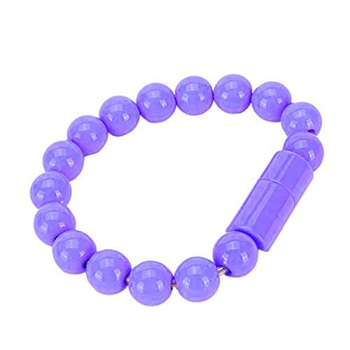 tecmac Portable 8 Pin USB Cable | Beaded Wrist Bracelet Data Charging Line | Purple