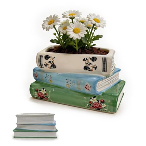 DHSUN Book Vase, Book Flower Vase &mdash; 7&times;3.9&times;3.7 Inches Decorative Planter with...