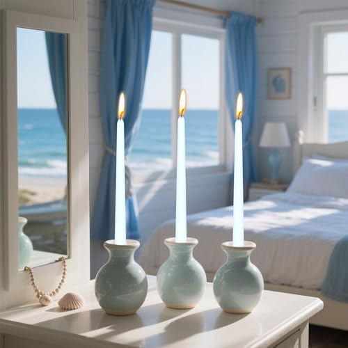 8 Pack 10 Inch Soft Baby Blue Taper Candles Long Burning Time and Dripless Candles for Dinner Home Decor Wedding Shower by MajingChao - Used condition - Image 5