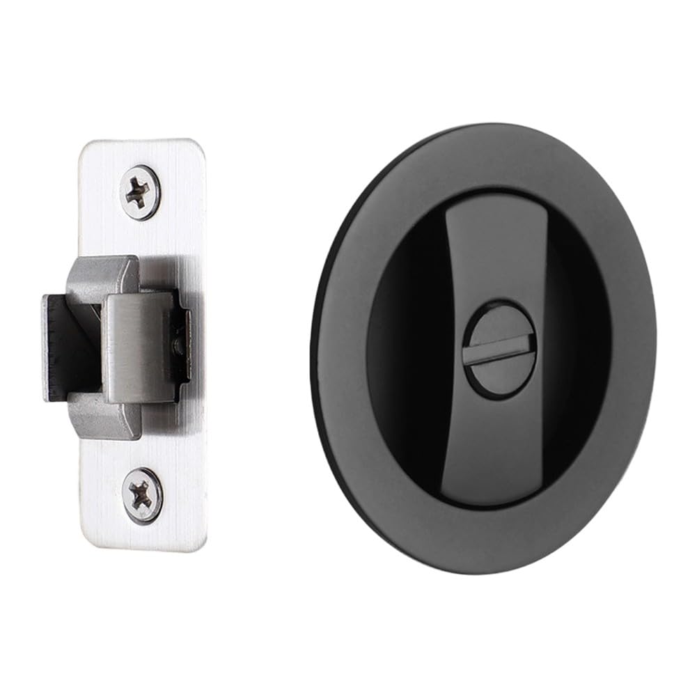 Serrure de porte coulissante pour espace restreint poignée encastrée noire zinc