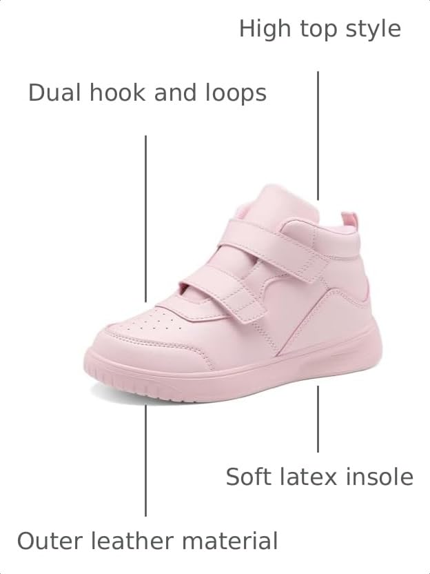Image of Boys Girls Sneakers for Kids High Top Casual Lightweight Classic Adjustable Strap Dual Hook and Loops Running Shoes