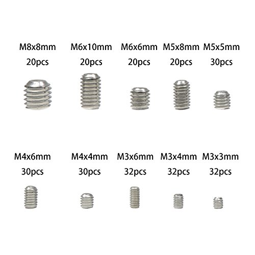Waycreat 266Pcs Allen Head Stainless Steel Grub Set Screw Assortment Kit, (Hex Socket) #TOP1