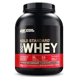 Optimum Nutrition Gold Standard 100% Whey Spieropbouw en Herstel, Proteïnepoeder met Lichaamseigen Glutamine en BCAA Aminozuren, Intense Melkchocoladesmaak, 71 Porties, 2.27 kg