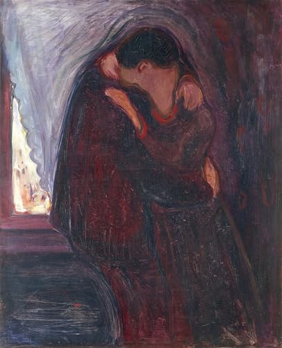 Lienzo El beso de Edvard Munch de 60x90cm para solucionar paredes vacías en el dormitorio