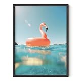 HAUS AND HUES Flamingo Wall Art – Beach Artwork with Pink Flamingos, Tropical Coastal Poster for Bathroom or Bedroom (Unframed 12x16)