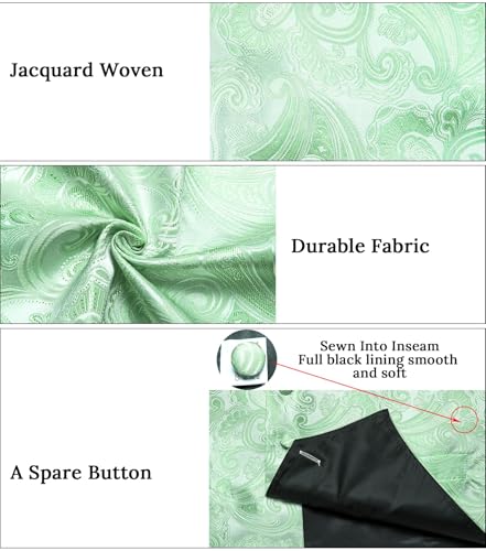 Image of DiBanGu Mens Paisley Suit Waistcoat,Silk Dress Vest and Bowtie Pocket Square Cufflinks with Lapel Pin Set for Wedding Tuxedo