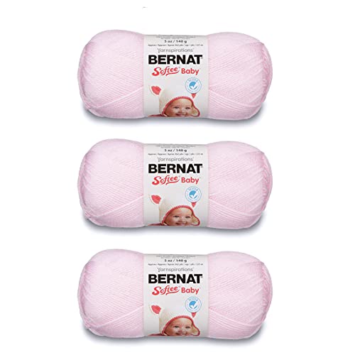 Image of Bernat Softee Baby Pink Yarn - 3 Pack of 141g /5oz - Acrylic - 3 DK (Light) - 362 Yards - Knitting /Crochet