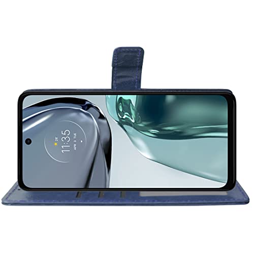 Image of Amazon Brand - Solimo Flip Leather Mobile Cover (Soft, Flexible & Kickstand Back case) Compatible for Motorola Moto G62 5G (Blue)