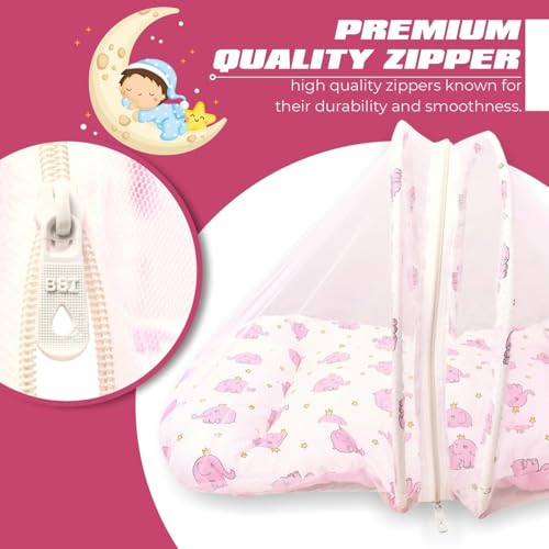 Image of Mommers Infants Mosquito Net Breathable Netting for Safe Sleep and Insect Protection I Pink