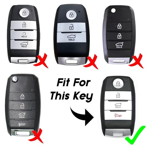 Image of BKN Luxury Metal Soft Car Key Shell with Keychain & Full Protection Key Cover Compatible with Kia Sonet, Carens, Seltos 2020, Sonet X-line (4 Button Push Start Models)