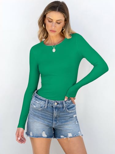 Image of ANRABESS Women Long Sleeve Shirts Rib Knit Slim Fit Tops Basic Tee Spring Outfits Casual T-Shirt Underscrubs Layer Clothes