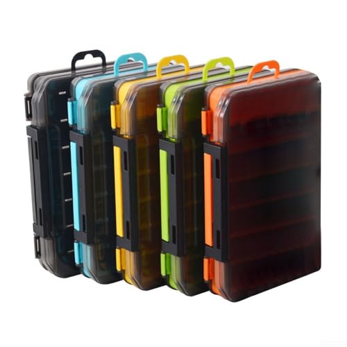 2PCS Cajas de Pesca Doble Cara con 14 Compartimentos, Organizador de Señuelos de Plástico ABS con Asa y Agujeros de Drenaje para Pescadores (Negro) miniatura 2