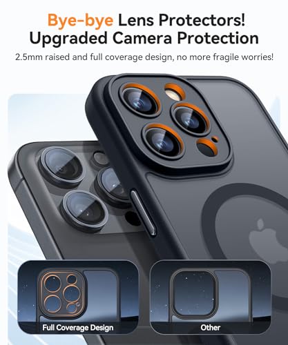 Image of CANSHN Magnetic Compatible with iPhone 13 Pro Max Case, Upgraded [Full Camera Protection] [Compatible with Magsafe] [Translucent Matte] Shockproof Protective Phone Case Cover 6.7 Inch - Black
